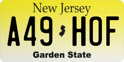 NJ license plate A49HOF
