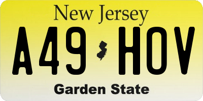 NJ license plate A49HOV