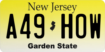 NJ license plate A49HOW