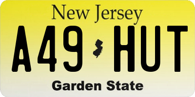 NJ license plate A49HUT