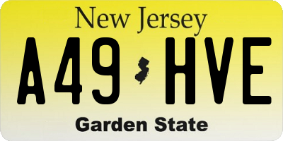 NJ license plate A49HVE