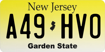 NJ license plate A49HVO