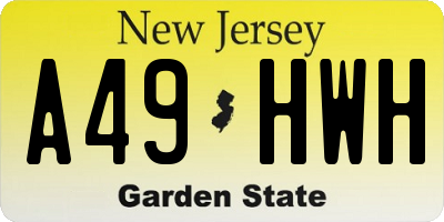 NJ license plate A49HWH