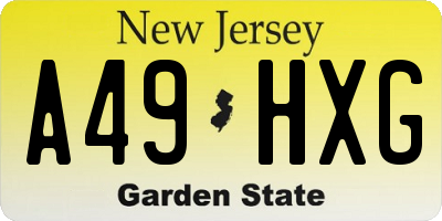 NJ license plate A49HXG