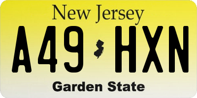 NJ license plate A49HXN