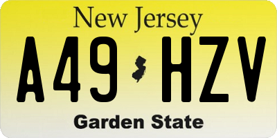 NJ license plate A49HZV