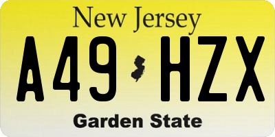 NJ license plate A49HZX