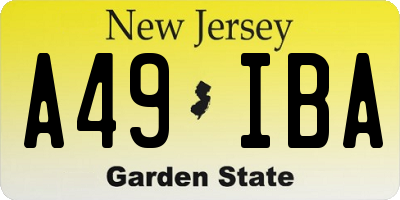 NJ license plate A49IBA