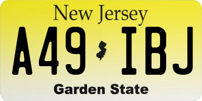 NJ license plate A49IBJ