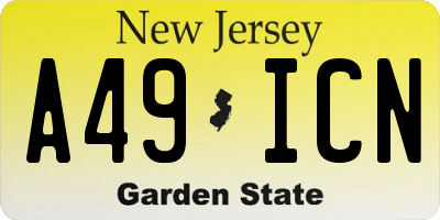 NJ license plate A49ICN