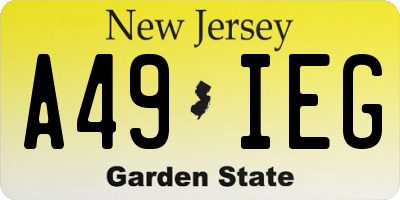 NJ license plate A49IEG