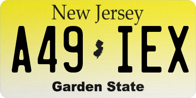 NJ license plate A49IEX