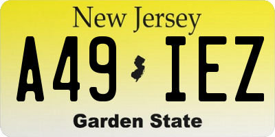 NJ license plate A49IEZ