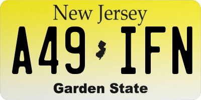NJ license plate A49IFN