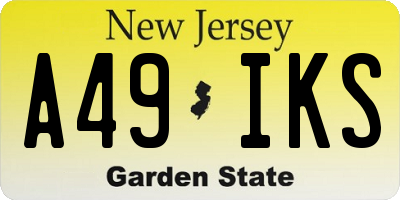 NJ license plate A49IKS