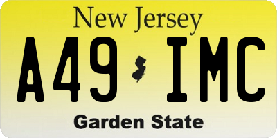 NJ license plate A49IMC