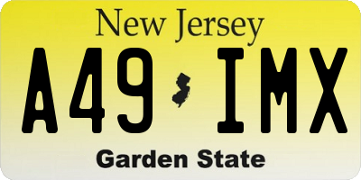 NJ license plate A49IMX