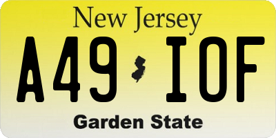 NJ license plate A49IOF