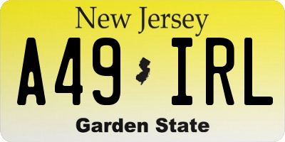 NJ license plate A49IRL
