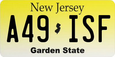NJ license plate A49ISF