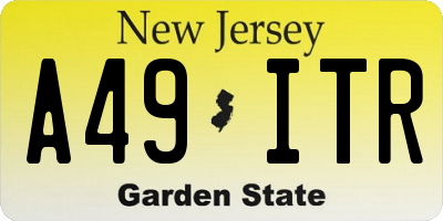 NJ license plate A49ITR