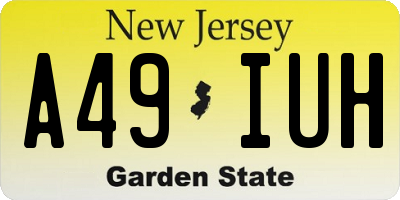 NJ license plate A49IUH