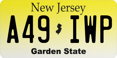 NJ license plate A49IWP