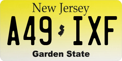 NJ license plate A49IXF
