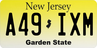 NJ license plate A49IXM