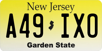 NJ license plate A49IXO
