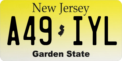 NJ license plate A49IYL