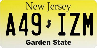 NJ license plate A49IZM