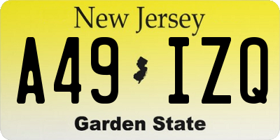 NJ license plate A49IZQ
