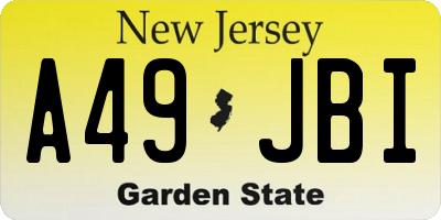 NJ license plate A49JBI
