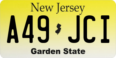 NJ license plate A49JCI