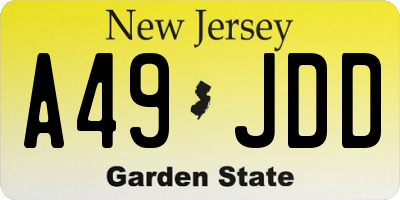 NJ license plate A49JDD