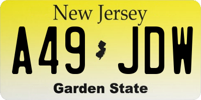 NJ license plate A49JDW