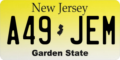 NJ license plate A49JEM