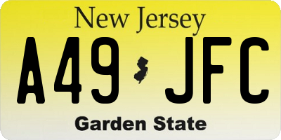 NJ license plate A49JFC
