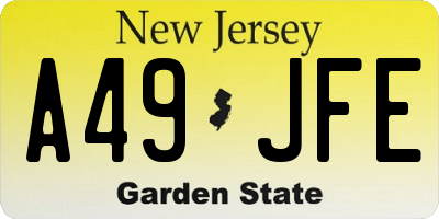 NJ license plate A49JFE