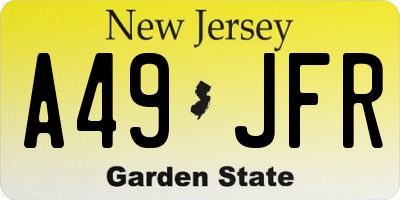 NJ license plate A49JFR