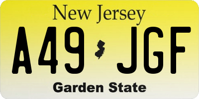 NJ license plate A49JGF
