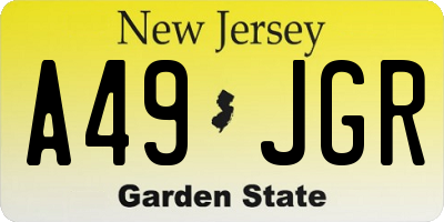 NJ license plate A49JGR
