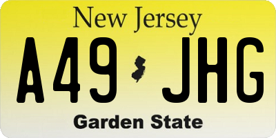 NJ license plate A49JHG