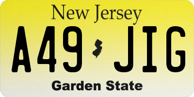 NJ license plate A49JIG