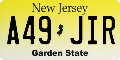 NJ license plate A49JIR