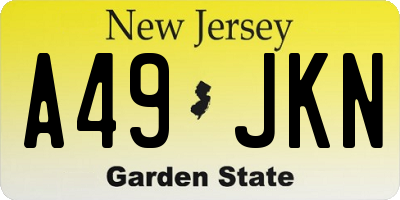 NJ license plate A49JKN