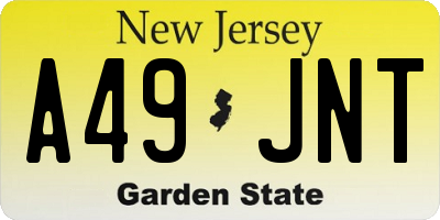 NJ license plate A49JNT
