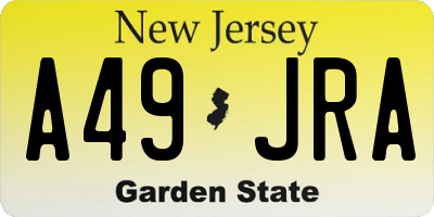 NJ license plate A49JRA