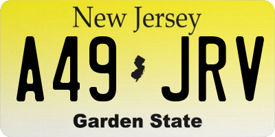 NJ license plate A49JRV
